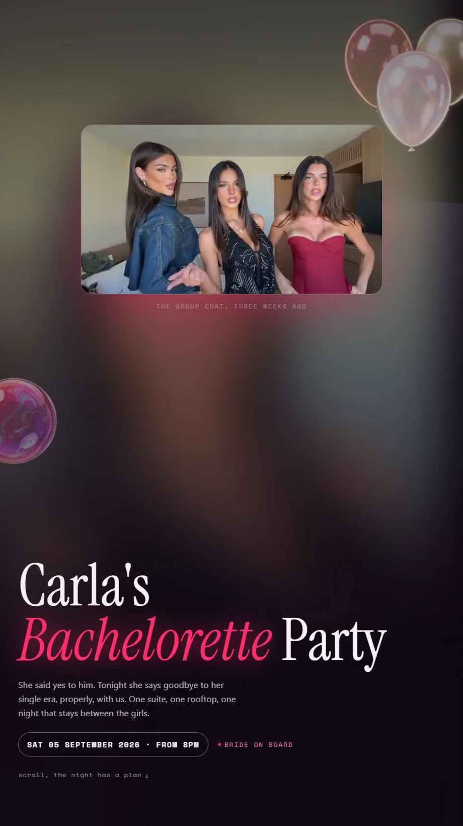 Bachelorette Party invitation, neon bubble night style