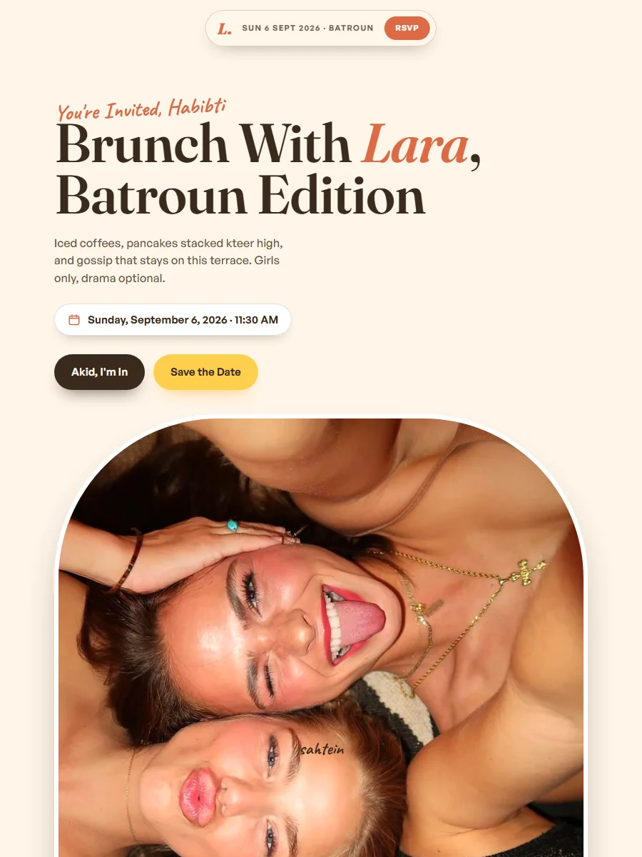 Riviera Brunch invitation, pastel citrus tones